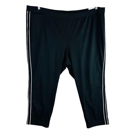 New Catherines Womans 5X Plus 34/36W Pull on Pants Black Straight Leg Stripe NWT - Picture 1 of 9